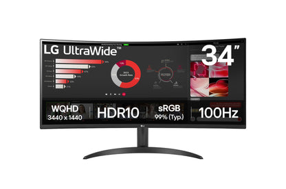 LG UltraWide 34" VA QHD Curved Monitor SKU: 34WR50QK-B.AFB