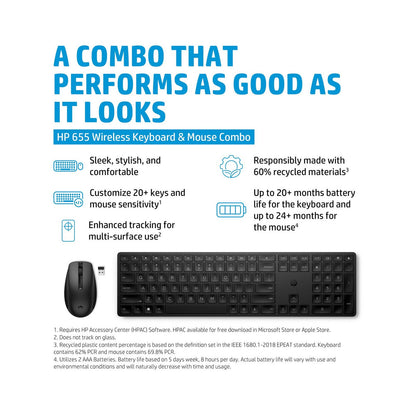 HP 655 Wireless Keyboard & Mouse Combo - 4R009UT