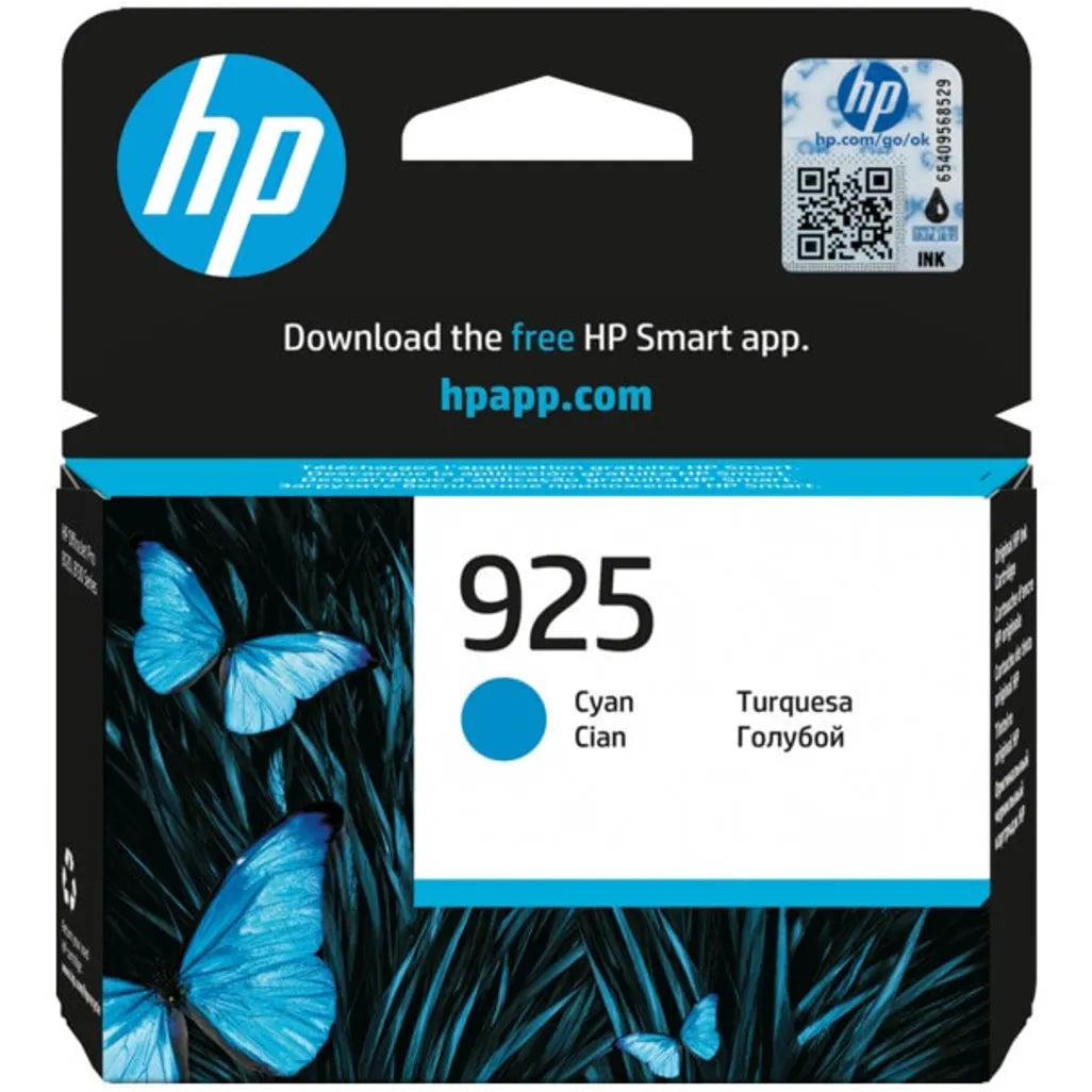 HP 925 Cyan Original Ink Cartridge SKU 4K0V6PE