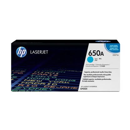 HP 650A Cyan Original Toner Cartridge  – 15,000 Page Yield CE271A