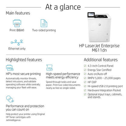 HP LaserJet Enterprise M611dn Mono Printer 7PS84A