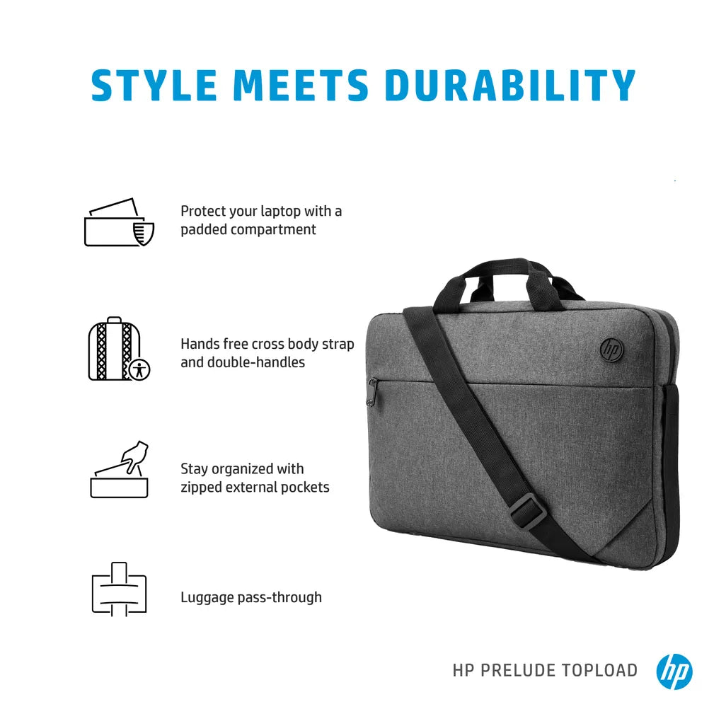 HHP Prelude 15.6" Top Load Laptop Bag – Grey/Black SKU: 1E7D7AA