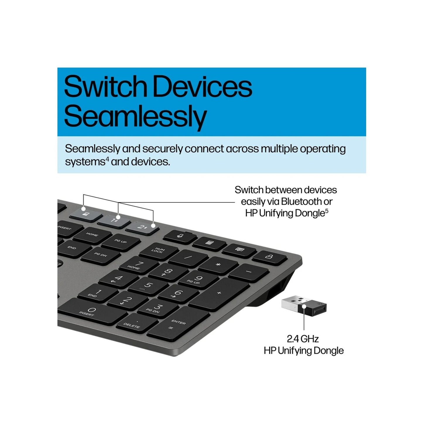 HP 725 Multi-Device Rechargeable Wireless Keyboard & Mouse Combo - Black - SKU: 9T5B0UT
